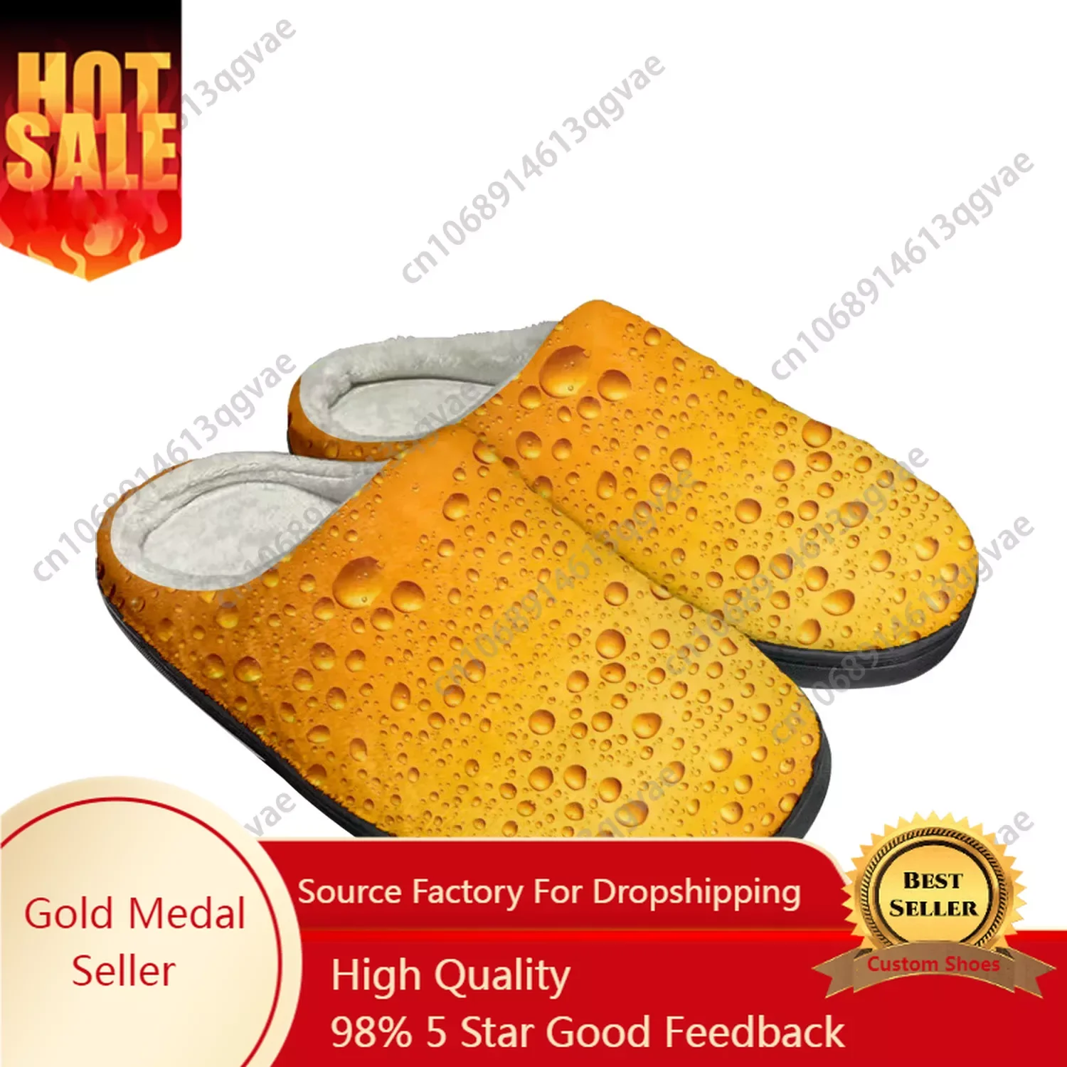 Beer Unisex 3D Print Home Cotton Custom Slippers Mens Womens Sandals Plush Bedroom Casual Keep Warm Shoe Thermal Slipper Black