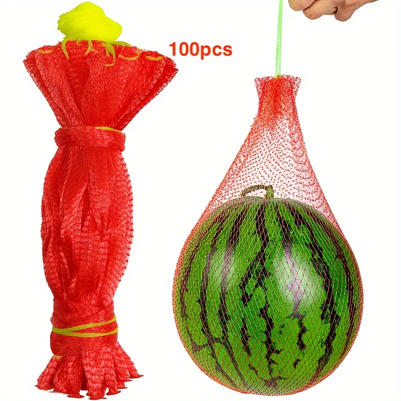 100 pieces of heavy-duty plastic garden netting, suitable for watermelon, melon, vertical planting and hammock with straps.