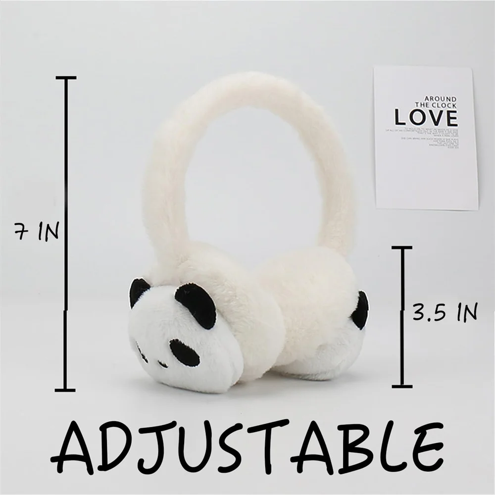 Women Girls Kids Earmuffs Cartoon Panda Ear Muffs Winter Ear Cover Warm Headphones Faux Fur Earplugs Warmer Cover Earflaps