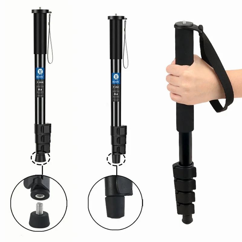 Aluminum Hunting Shooting Accessory V Shaped Rotating Yoke Monopod Telescopic Shooting Stick Hunting Stick with Shoulder Strap