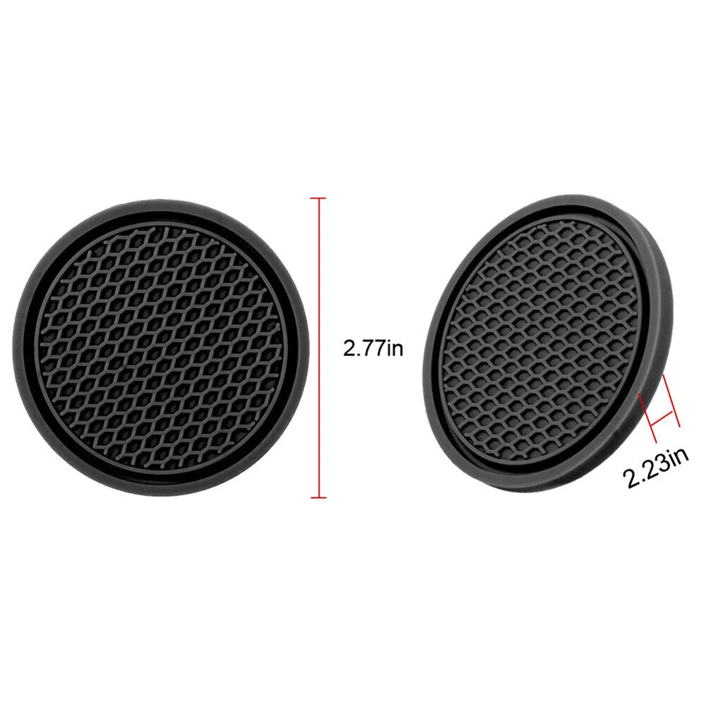 4pcs/set 7cm*5cm New Car Cup Holder Anti-Slip Silicone Insert Coaster Mat Universal Car Accessories Black Fit For Most Cars