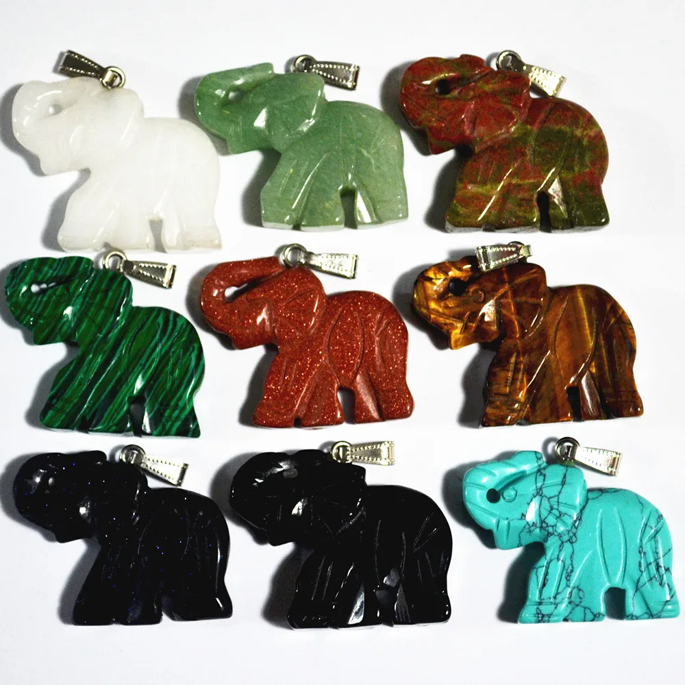 

Hot! New Fashion Natural Stone Pendants Howlite Opal Carving Elephant For Jewelry Making 10pcs/Lot Wholesale Free Shipping