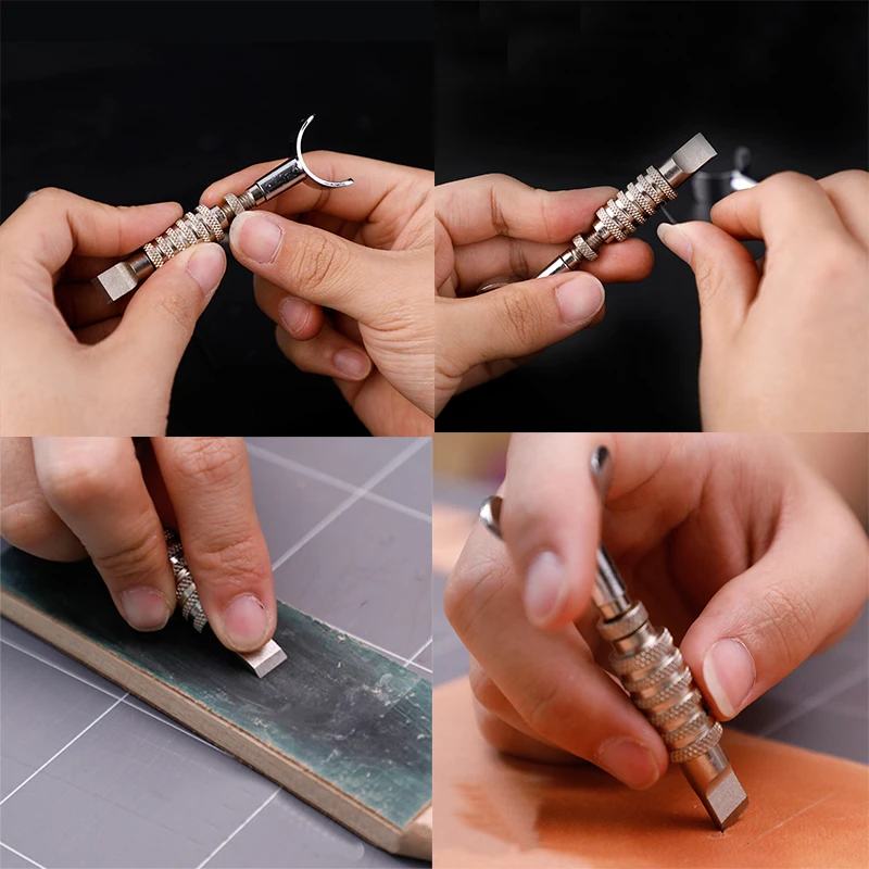 1PCS Stainless Steel Leather Carving Tools Swivel Knife Adjustable DIY Manual Rotary Tool Leather Craft Accessories