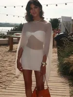 Woman Clothes See-through Chiffon Blouses Sexy Fashion Solid Cover-ups Ladies Elegant Night Club Tops White Black Streetwear