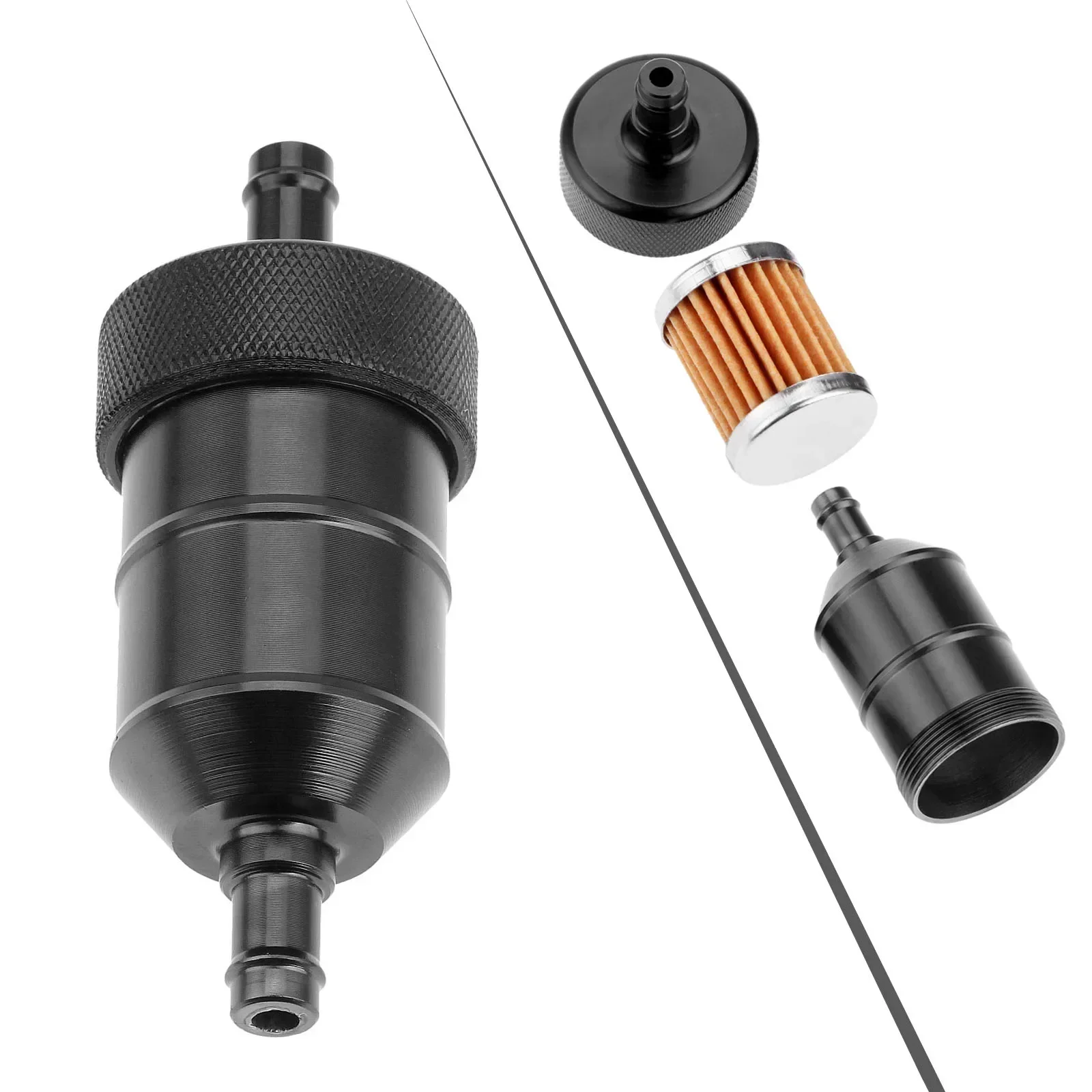 Set 6 Filtri Carburante In Linea Per Moto E Piccoli Motori - Adatti Per Tubi Da 1/4" O 5/16", Trasparenti Con Alloggiamento In Plastica E Attacchi In Metallo, 10x3.4cm