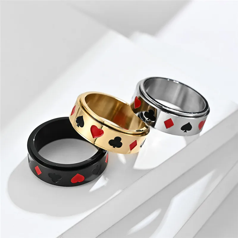 3 Teile/satz Punk Kette Dekor Ringe Schwarz Edelstahl Hochzeit Hip Hop Ring  Schwarz Stahl Kette