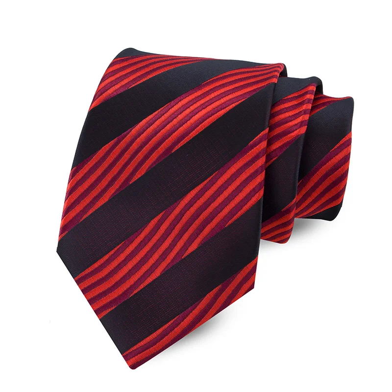 Luxus 8CM Herren Krawatten Krawatte Rot Farbe Streifen Krawatten Für Mann Bräutigam Jacquard Gewebt Krawatte Für Business Hochzeit party – Detail 9