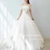 XPAY Off Shoulder Pleat Ball Gown Organza Satin Korea A Line Wedding Dresses Photography Shoot Belt Customised Bride Dress 1