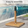 Patio Umbrella Base, 43lbs Outdoor Heavy Duty Square Concrete Stand Market Umbrella, Teak Brown 5