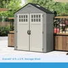 BMS6312D Everett 6' x 3' Heavy-Duty Resin Outdoor Pad-Lockable Double Doors and Windows All-Weather Shed for Yard Storage, 2