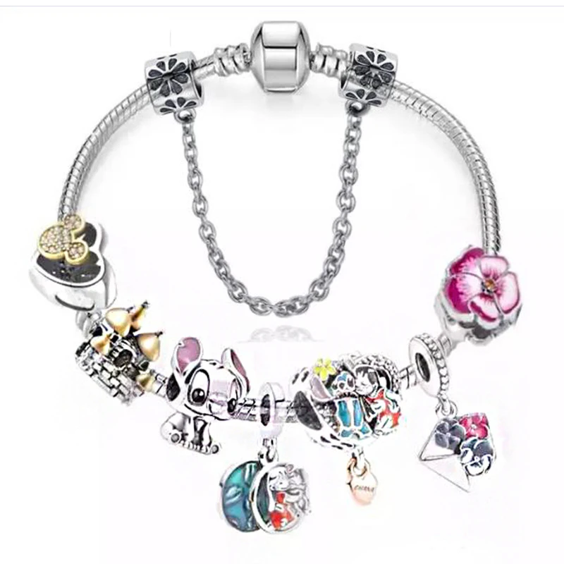 thumbnail image 1 of Pulsera con dijes de oso de Winnie the Pooh para mujer, brazalete con colgante de Piglet Eeyore para niña, cuentas de Anime de Disney para fabricación de joyas, 1 of 5