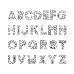 Elegant Rhinestone Slide Letter Charms for Jewelry and DIY Accessories (Mix 26 letters)