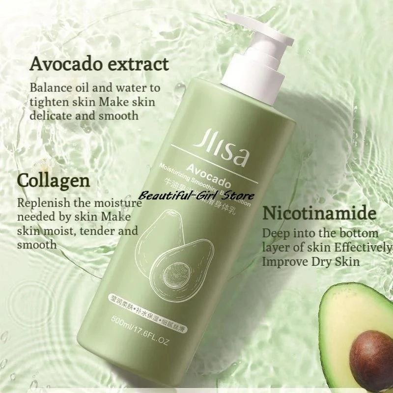 500ml Avocado Niacinamide Body Lotion Relieves Dry and Dehydrated Skin Exfoliates and Brightens Skin Tone Hydrating Body Lotion