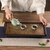 Zen Retro Style Tea Set Storage Tray Retro Tea Tray Household Japanese Style Solid Wood Bamboo Woven Tea Cup Rattan Tray ZE626 5
