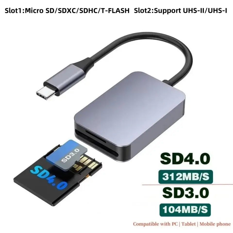 UHS-II USB C Card Reader SD 4.0 Card Reader SD TF Card Reader Micro SD Memory Card Reader for Laptop Phone Macbook PC Cardreader image 1