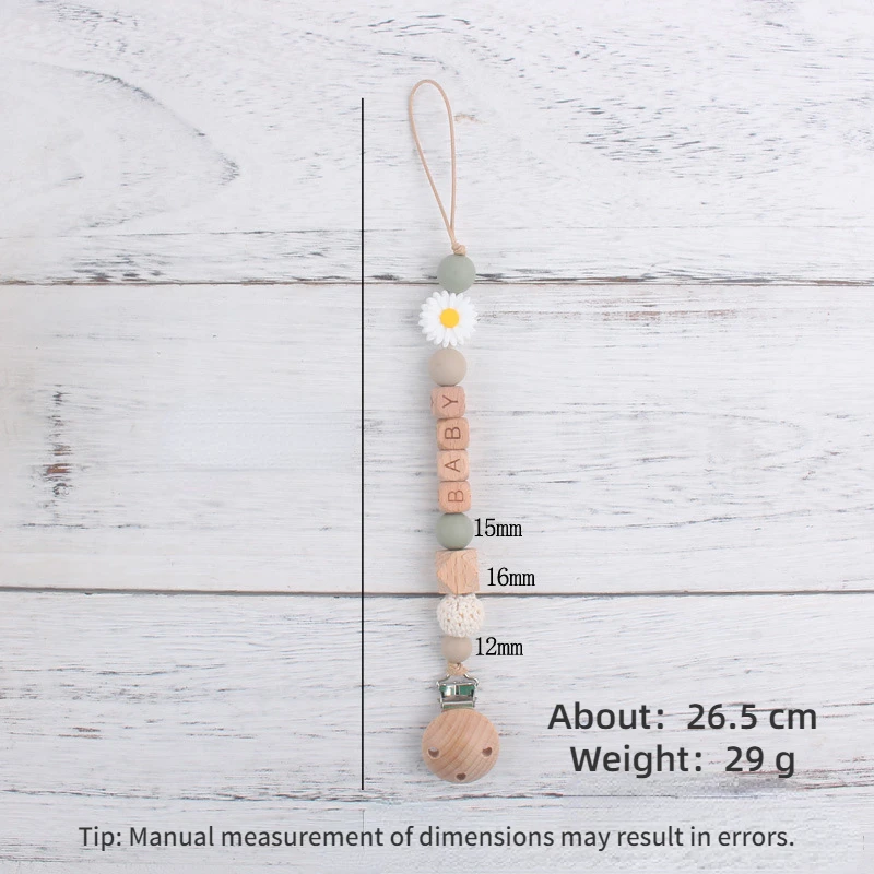 Customized Baby Pacifier Clip Chain Personalized Name Dummy Holder Teething Toy Daisy Silicone Beads Soother Chains Chew Gift