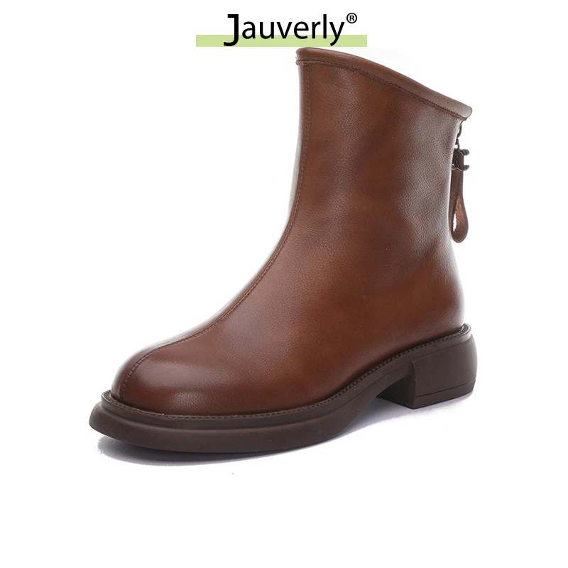 

2022 New Brown Women's Boots Retro Ankle Boots Woman British Style Thin Short Boots Female Fashion Street Back Zipper Bootton