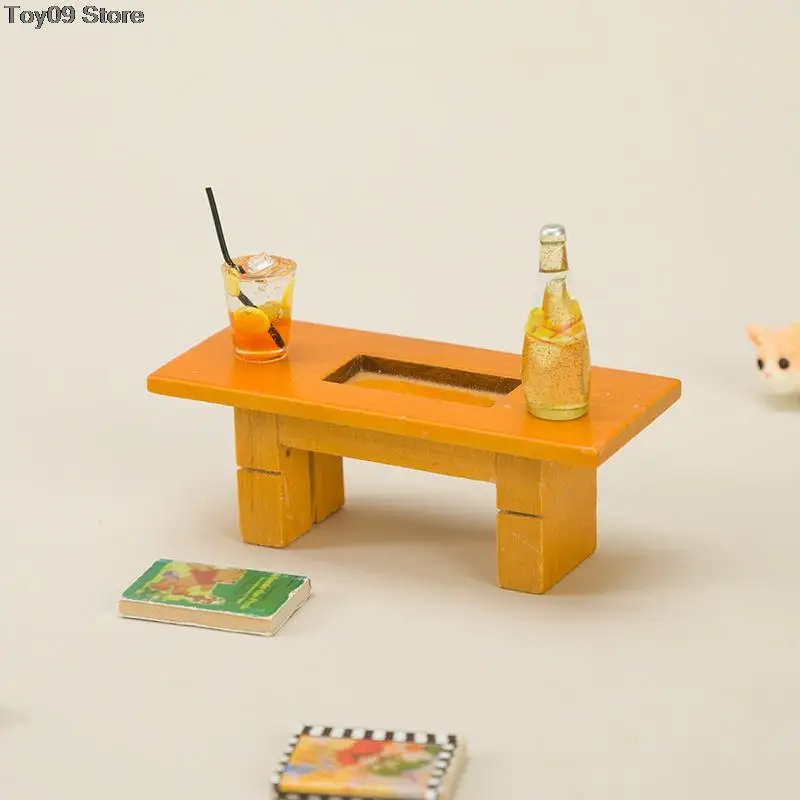 

1PCS Wood Simulation Tea table Coffee Table Living Room Toy Doll House Accessories Mini Dollhouse Furniture Miniature Kids Toy