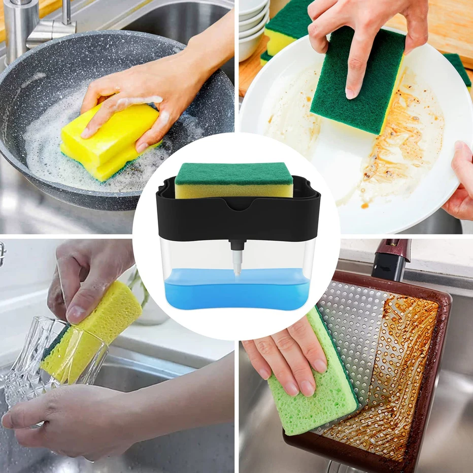 Automatic Dish Soap Dispenser Kitchen Sink Sponge Holder Refillable Cleaning Liquid Pump Dispenser Kitchen Accessories soap dispenser,soap liquid box,pressing soap liquid box