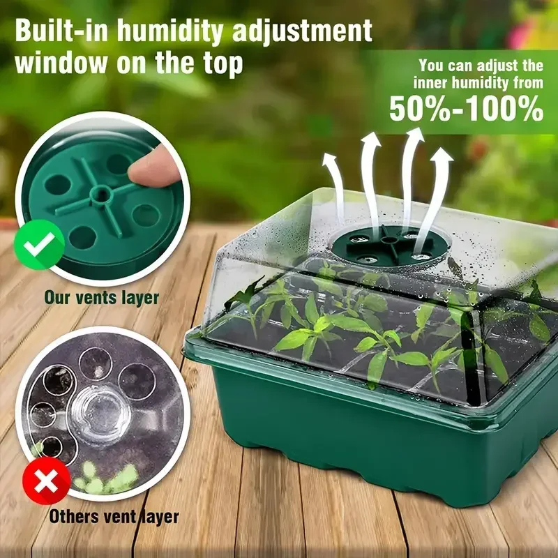 Seed Starter Tray Plant Starter Kit Mini Greenhouse Germination Kit for Seeds Growing Nursing Care Seedling Box Grow Pots