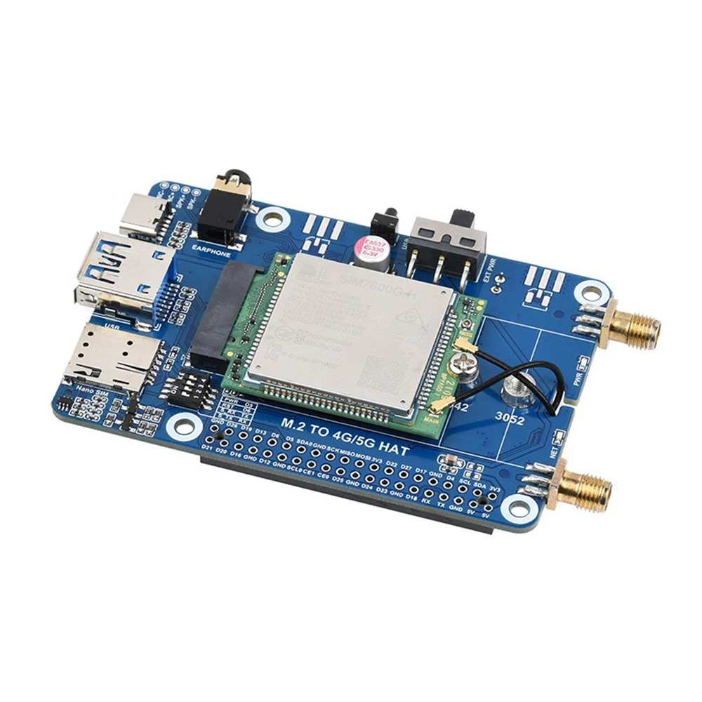 

Waveshare for Raspberry Pi 4G SIM7600G-H M.2 Communication Expansion Board Supports 4G/3G/2G Communication and GNSS Positioning