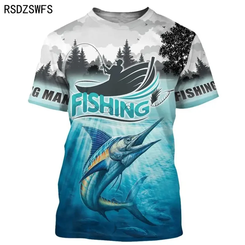 Fishing Men And Women 3D Printing Men T-Shirt Fashion O-Neck Short