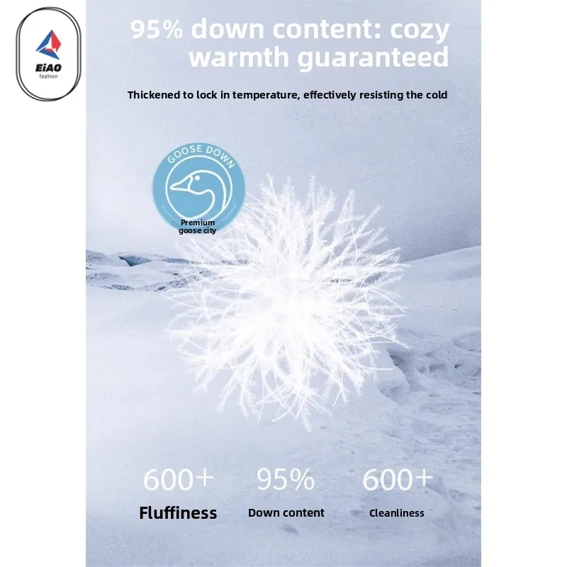 EIAO Winter Light Luxury Down Jacket Men Women Ultra-light 95% White Duck Down Padded Coat Outdoor Hiking Windproof Warm Puffer