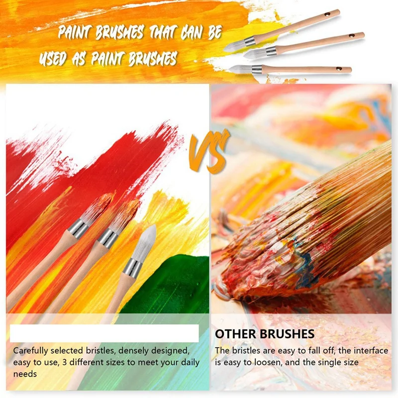 12Pcs Trim Painting Tool Edge Clean Painting Tool Corner Paint Brush Round Small Paint Brushes Thin Trim Brush 28Cm