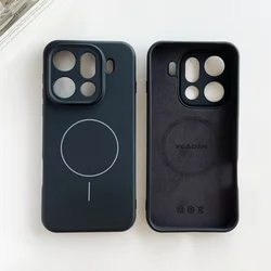 Premium Liquid Silicone Magnetic Phone Case - Solid Color Cover with MagSafe Charging Compatibility for OPPO Find X9 Pro (Black)
