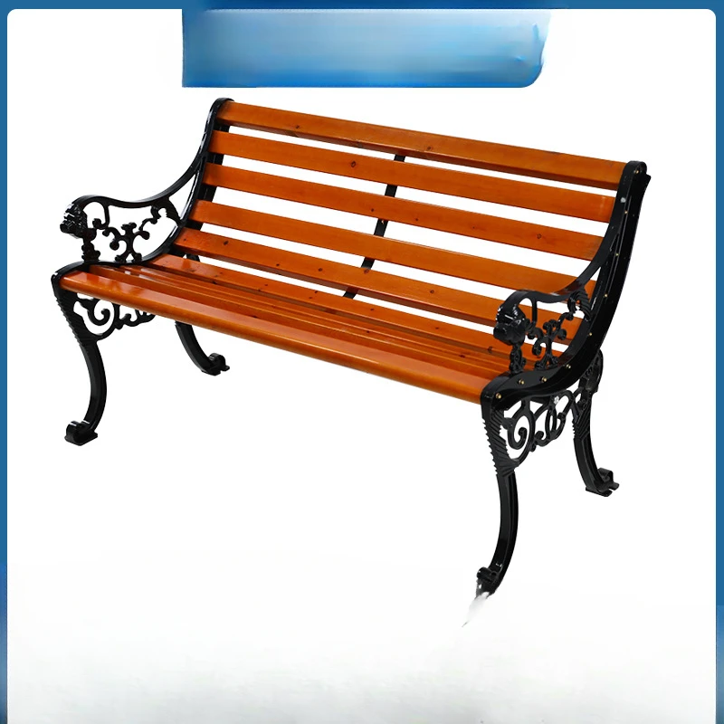 

Wholesale outdoor leisure stainless steel benches, park courtyard benches with patterned armrests, plastic wood park leisure cha