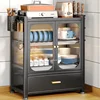 Modern Home Small Dish Storage Cabinet Minimalist Kitchen Cabinets Multi-functional Multi-layer Kitchen Cabinet with Drain Rack 1