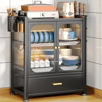 Modern Home Small Dish Storage Cabinet Minimalist Kitchen Cabinets Multi-functional Multi-layer Kitchen Cabinet with Drain Rack 1