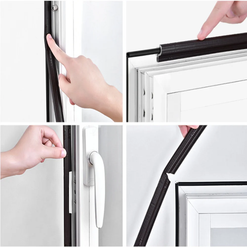 Window S Type Self-Adhesive Soundproof Foam Sealing Strip 6M for Noise Weather Stripping Door Seal Gap Filler Gap Sticking Tape door seal strip sealing strip tape window seal strip sealing tape soundproof foam door weatherstripping sealing strip