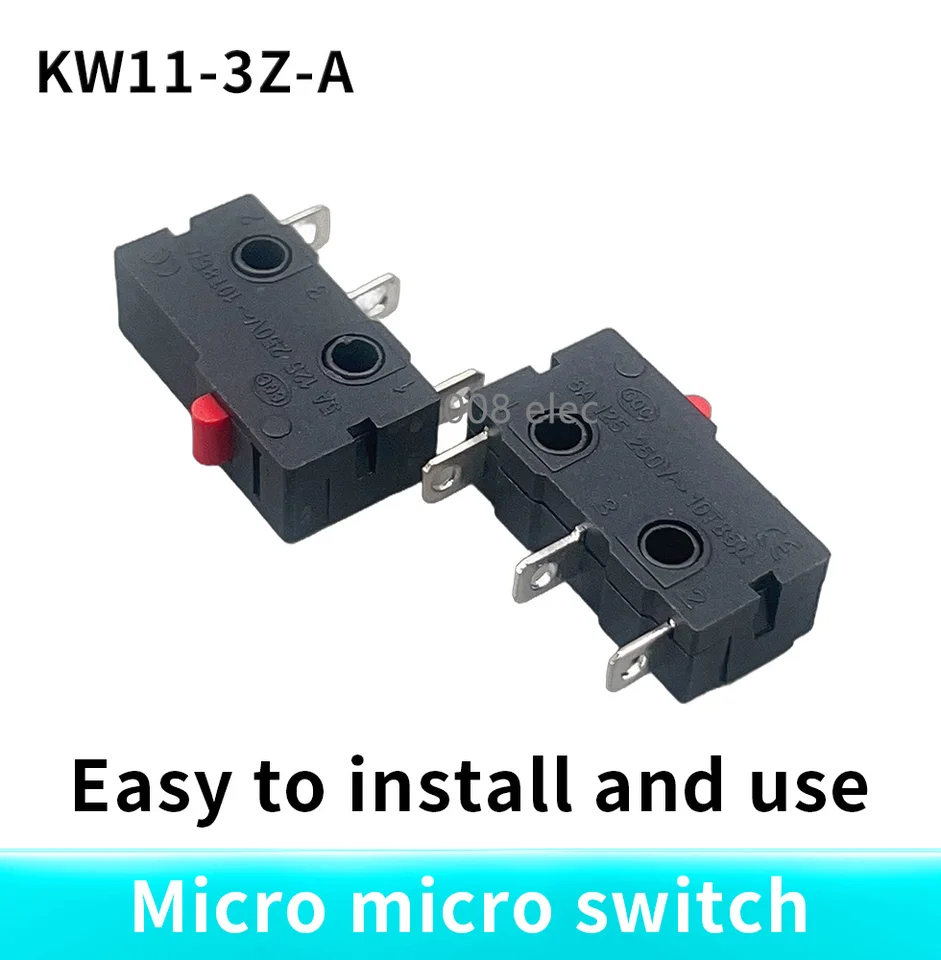 Produktbild von ECSiNG Mikroschalter KW11-3Z-A – 2-poliger Mini-Schalter Ohne Hebel, SPDT, 5A 125/250VAC, 10 Stück – Ideal Für Auto & Elektronik