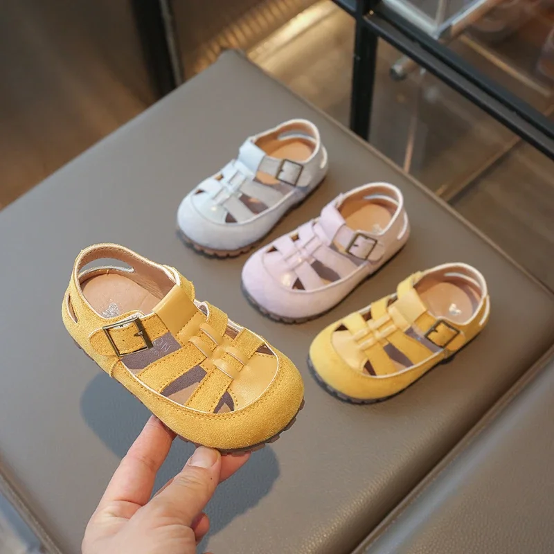 Girls Woven Flat Sandals Summer Beach Thick Bottom