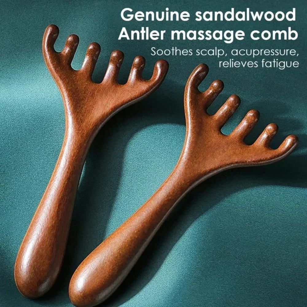 Wooden Meridian Massage Comb Anti-static Six-Claw Head Massager Promote Blood Circulation Body Gua Sha Tools Head Massage Brush