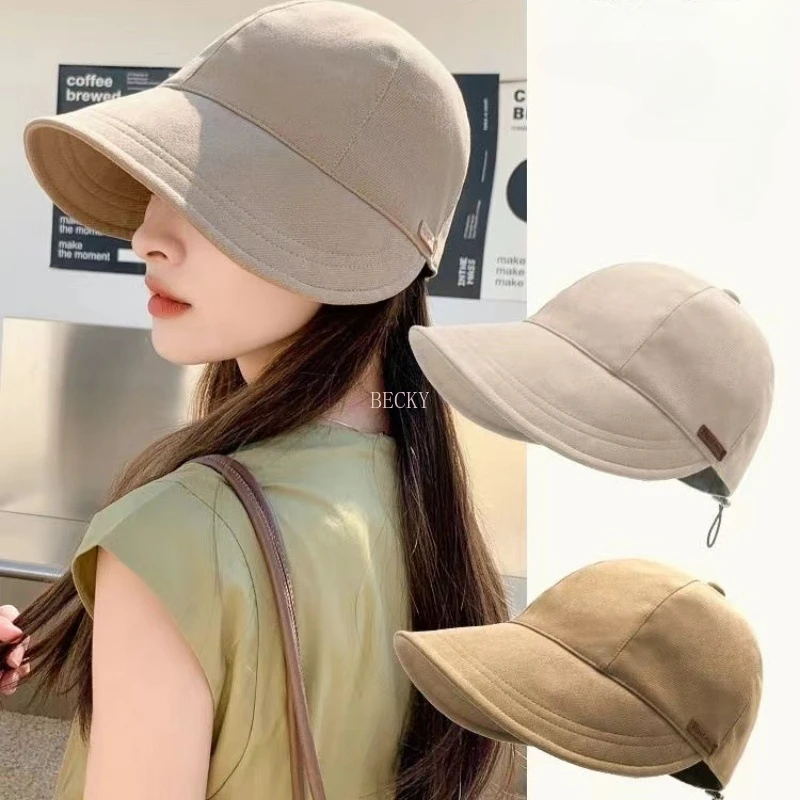여성용 접이식 여름 모자, 조절식 모자, 넓은 넓은 챙, 자외선 차단 해변 모자..