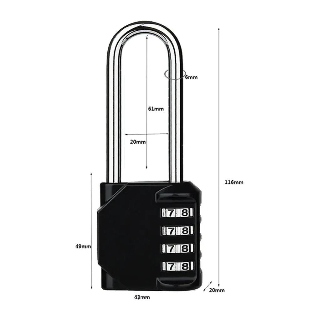 Lucchetto a Combinazione con Archetto Lungo a 4 Cifre, Impermeabile per Esterni, per Armadietti Scolastici, Palestre, Armadietti Sportivi, Recinzioni