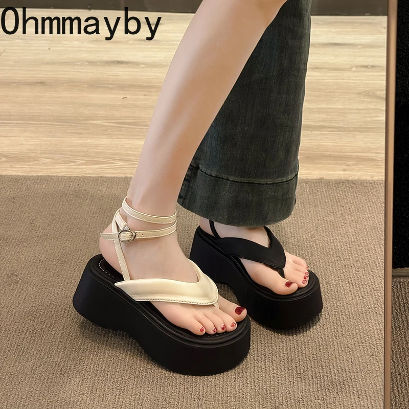 

Сандалии-гладиаторы женские на плоской платформе, модные уличные босоножки на застежке, удобная обувь с перекрестными ремешками, лето