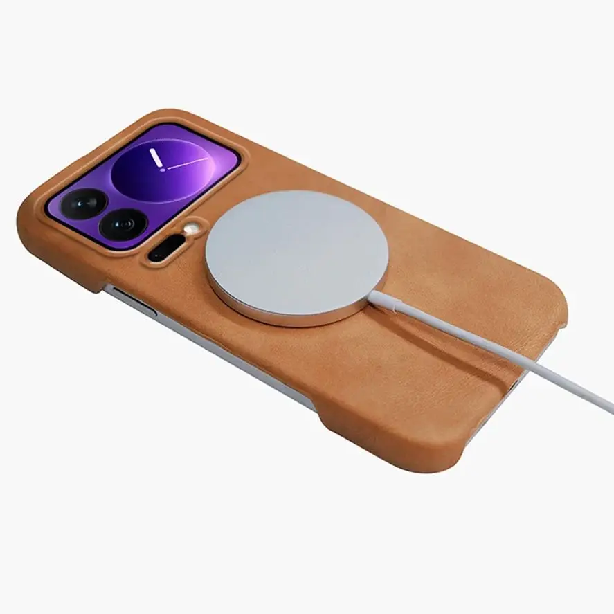 Retro Sheepskin Leather Magnetic Shockproof Matte Case with Magsafe Compatibility