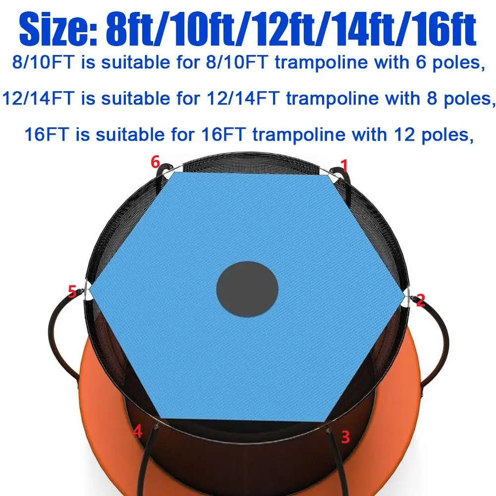 옥스포드 천 자외선 차단 어린이 야외 트램펄린 쉐이드 커버, 8ft, 10ft, 12ft, 14ft, 16ft
