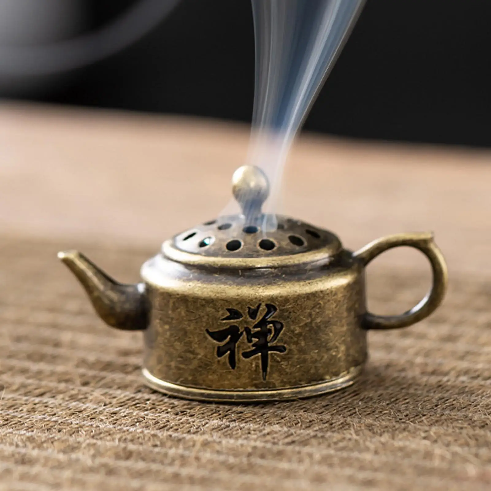 Aromatherapy Incense Burner Zinc Alloy Aromatherapy Burner mini Tea Pot Shape Incense Holder Artistic Zen Incense Burner Decor