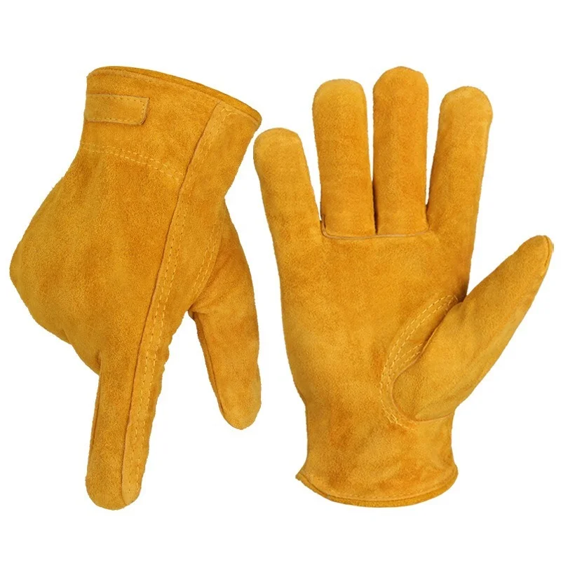 Work Gloves Cowhide Leather Men Working Welding Safety Protective Garden Sports MOTO Driver Clothing Gloves Mittens