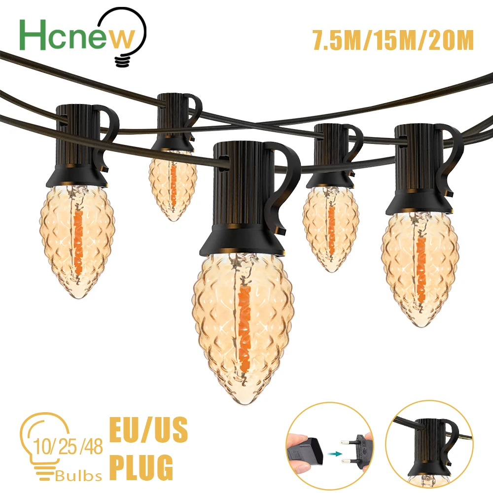 

Amber C7 Festoon Led Lights 220V 110V Street Garland 0.5W Waterproof Ice Diamond Vintage Retro Garden Decoration Christmas Tree