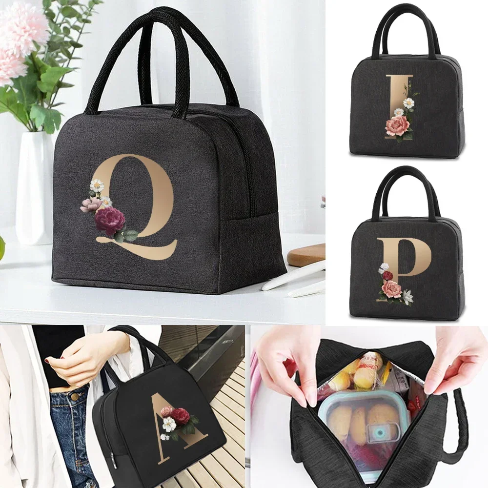 

Lunch Bag Waterproof Bento Storage Bag Women's Canvas Insulated Insulated Tote Bag Can Be Reused for Working Beach Picnics