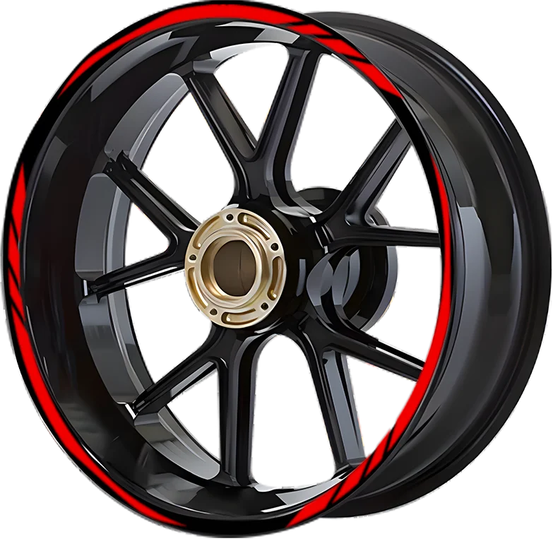 Hot Pink Reflective Motorcycle Rim Stripes – 17-Inch Wheel Decals, Adhesive Tape, Customizable For Left/Right Sides