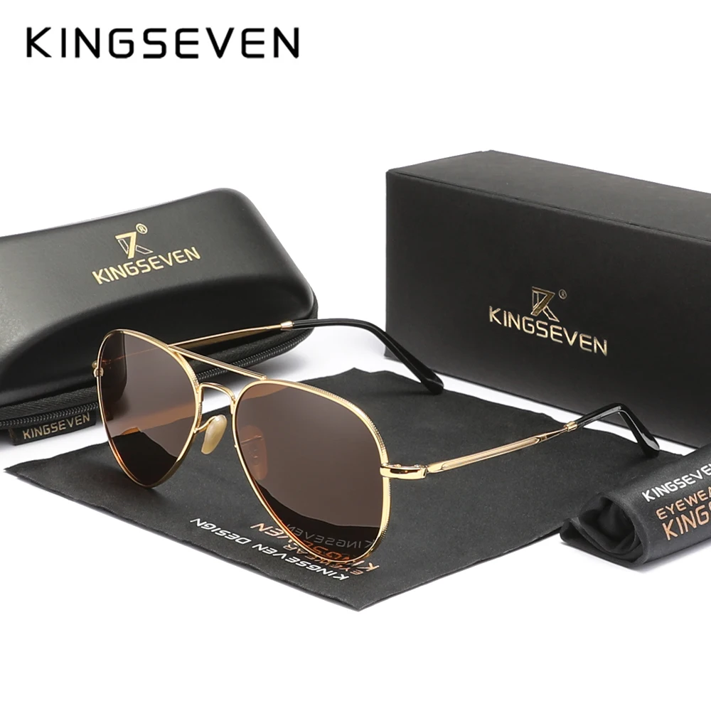 KINGSEVEN 파일럿 합금 선글라스, 편광 UV400 반사 방지, 풀 프레임 파스 닙 안경, 여성용 레트로 럭셔리 안경