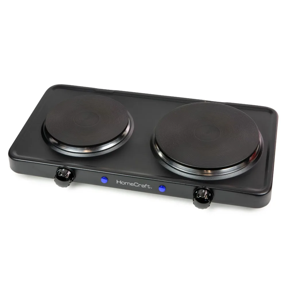 Double Burner Electric Stove Boiler Adjustable Temperature Control 1500-Watts Portable Countertop Hot Plate Induction Cooker