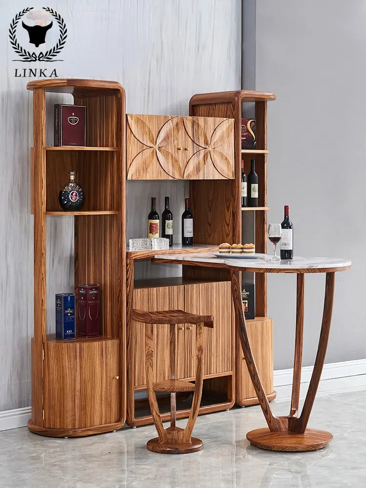

Ebony modern simple bar table wine cabinet integrated with Nordic new Chinese living room storage partition porch cabinet