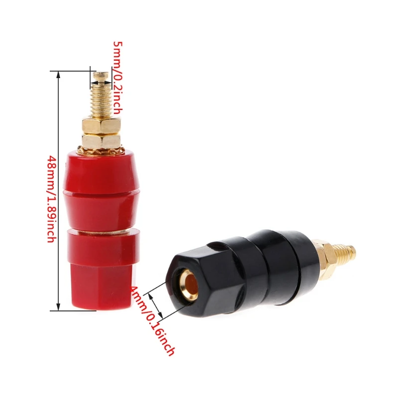 

1 Pair 4mm Banana Plug Red Black Connector Amplifier Terminal Binding Post Speak Drop Shipping